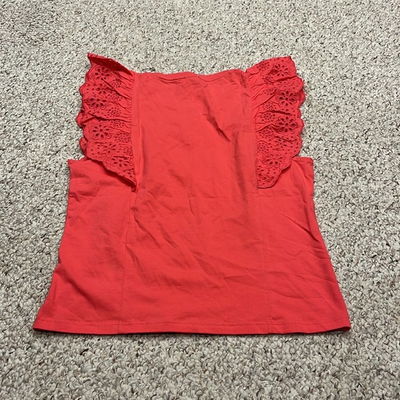 NWT J Crew Pink Eyelet Embroidery Sleeveless Ruffle Top Sz Medium - Picture 7 of 7